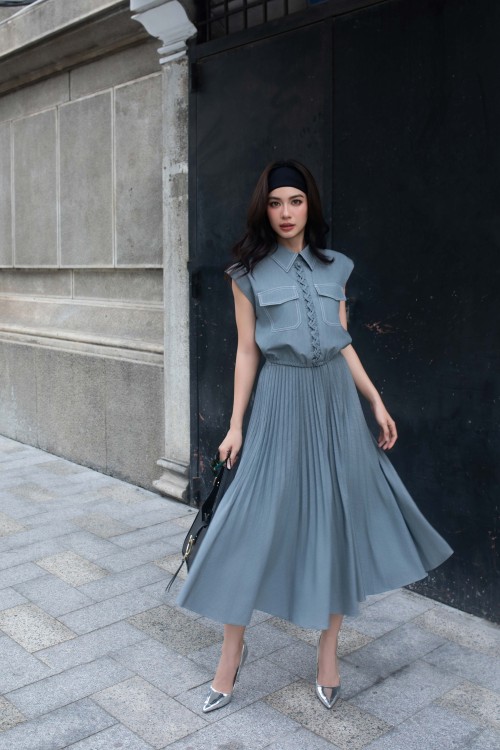 Sixdo Grey Denim Blouse